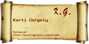 Kerti Gergely névjegykártya